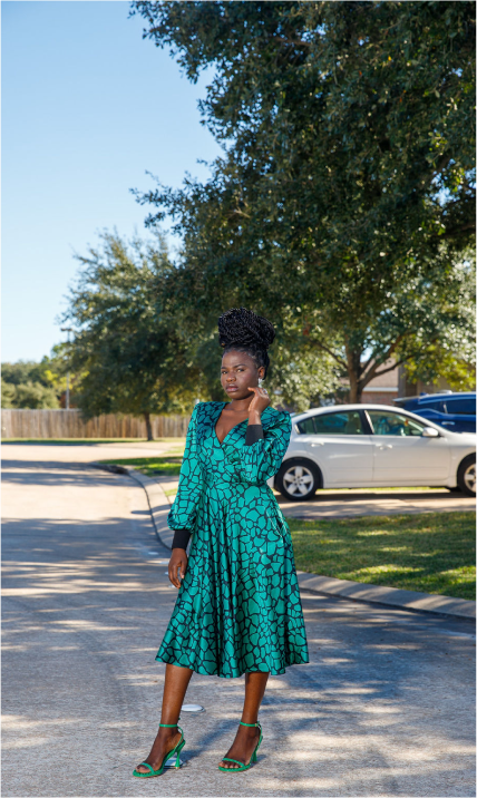 Green silk Dress